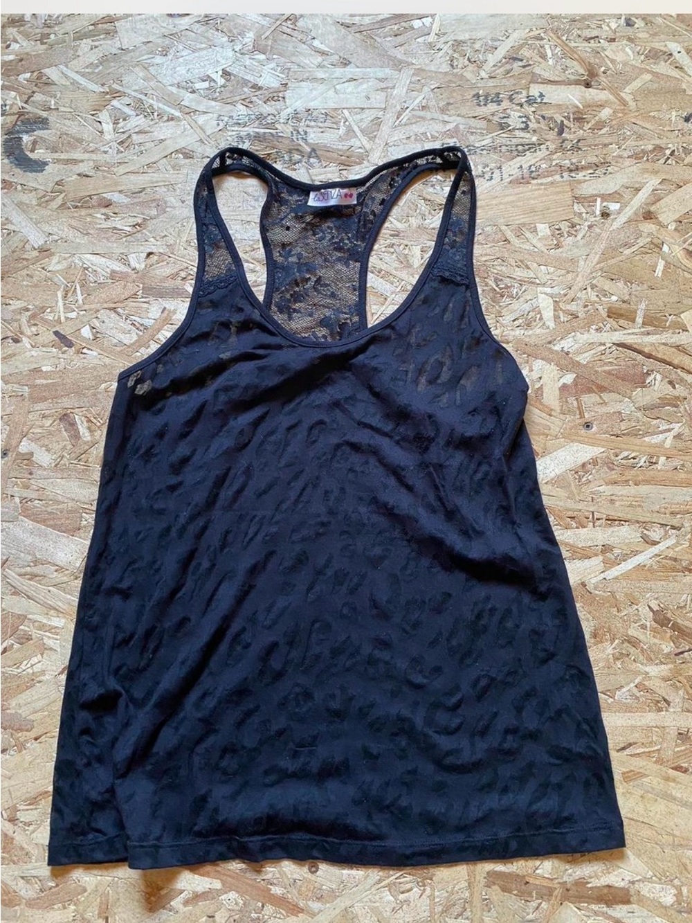 La SENZA Black Leopard-Texture Lace Racerback Tank